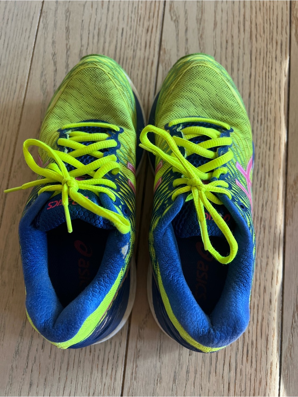 Asics Gel-Nimbus 18 Flash Neon Yellow, Blue & Pink Mesh Running Sneakers 6.5